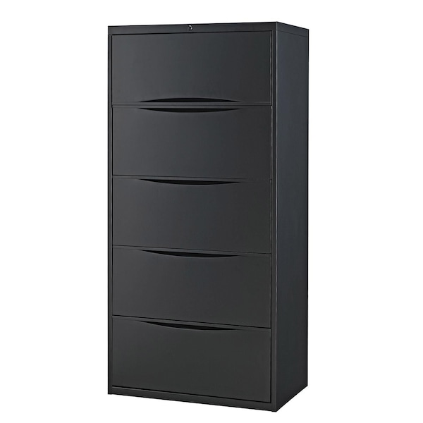 Global Industrial 30W Premium Lateral File Cabinet, 5 Drawer, Black 252468BK - main
